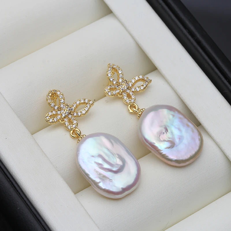 Real Big Natural Baroque Pearl Woman Earrings,Beautiful Fresh water Pearl Earrings Jewelry