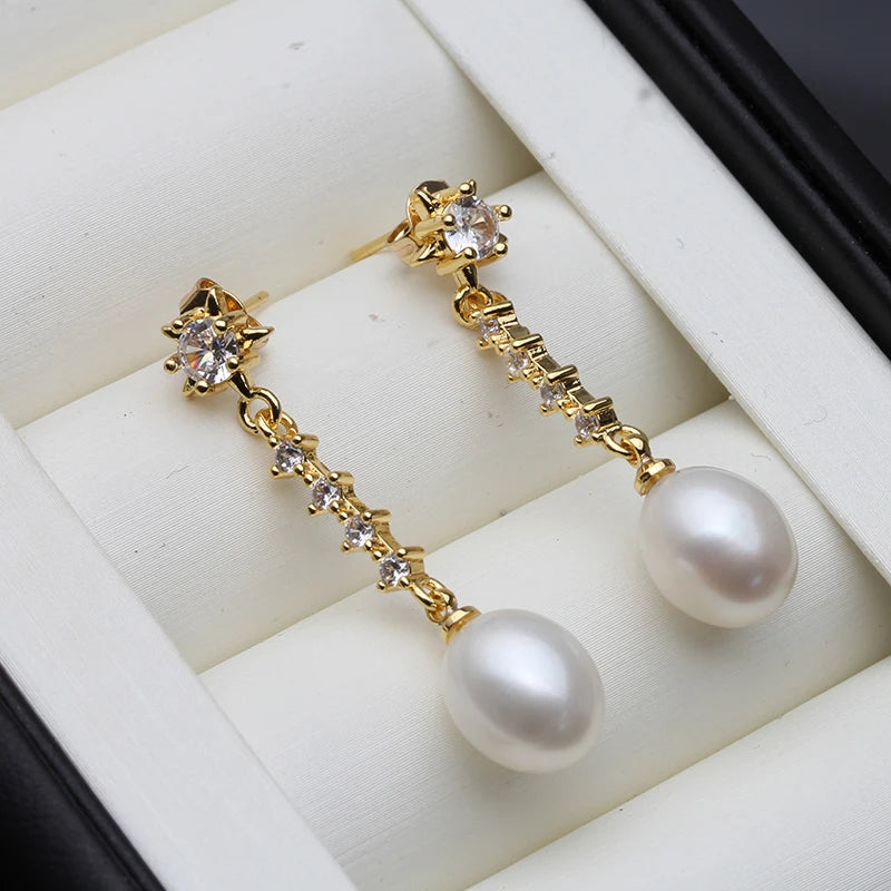 Modern Woman's Pearl Earring Jewelry,Trend Natural Freshwater Hangling Pearl Earring