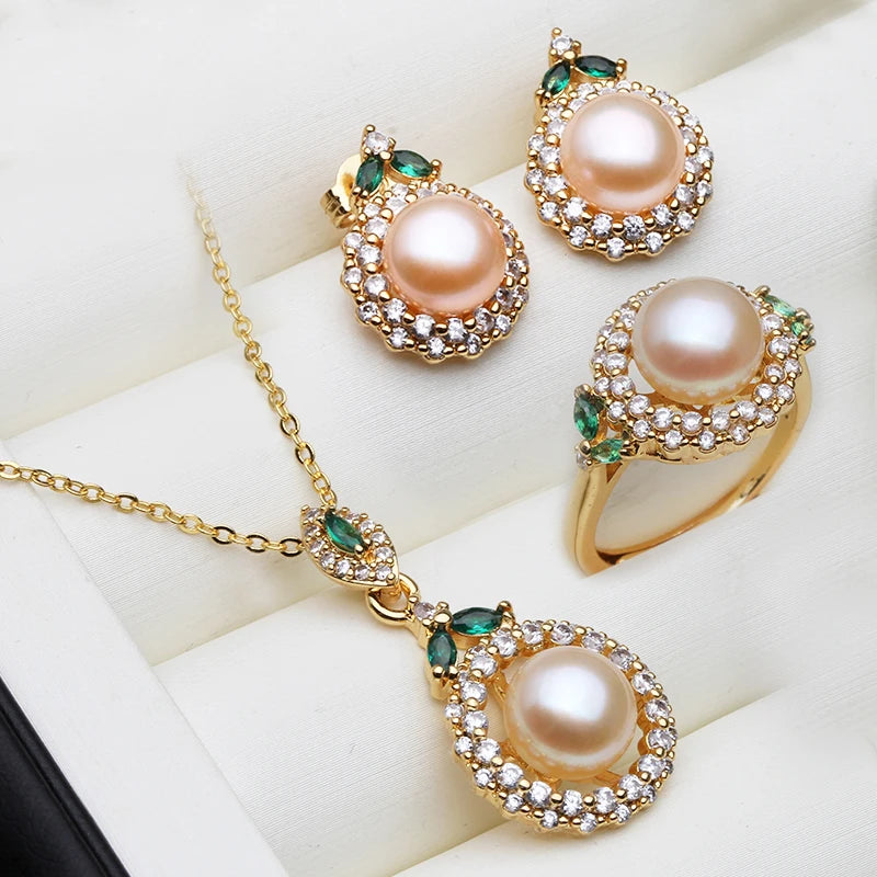 Set With Pearl Earrings And Necklace,Natural Freshwater Pearls Jewellery Set Luxury