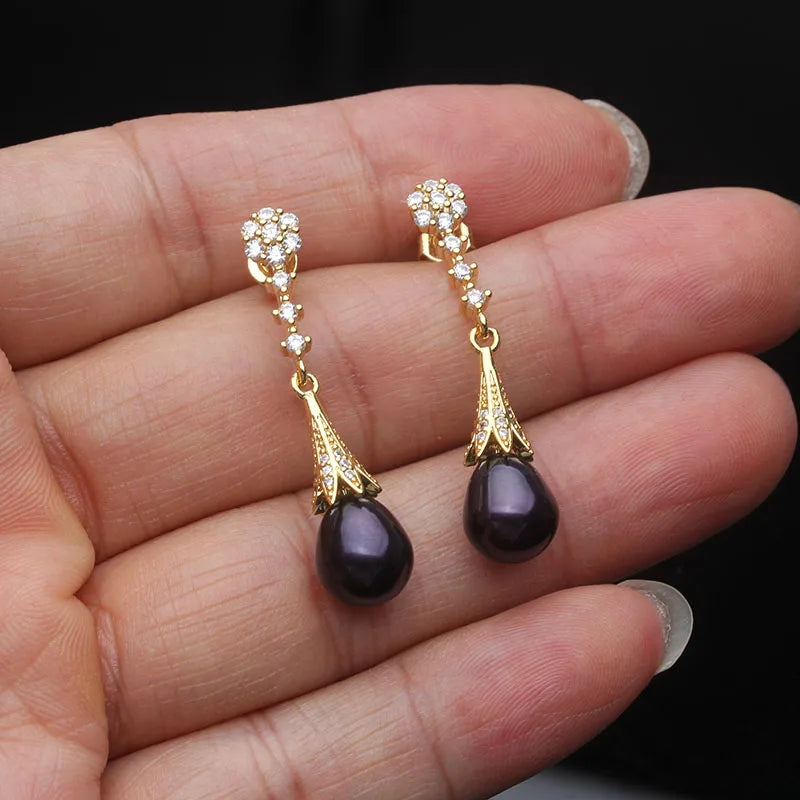 Real Freshwater Natural Pearl Earrings Gold Plated Earring