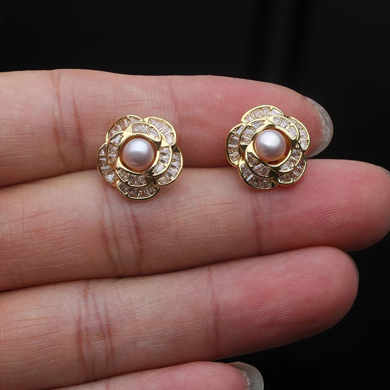 Genuine Freshwater Pearl Earrings,Small Natural Stud Earrings Pearl
