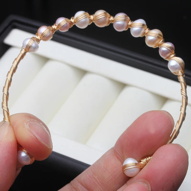 Real Freshwater Pearl Bracelet, Vintage Natural Pearl Bracelets Adjustable