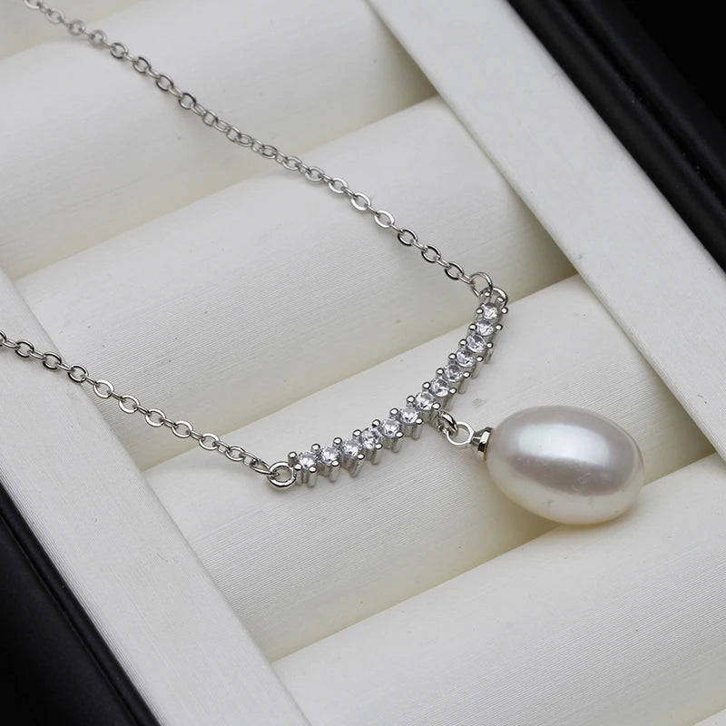 Trend Natural Freshwater Pearl Pendant for Women,Silver Pearl Jewelry Pendant 925