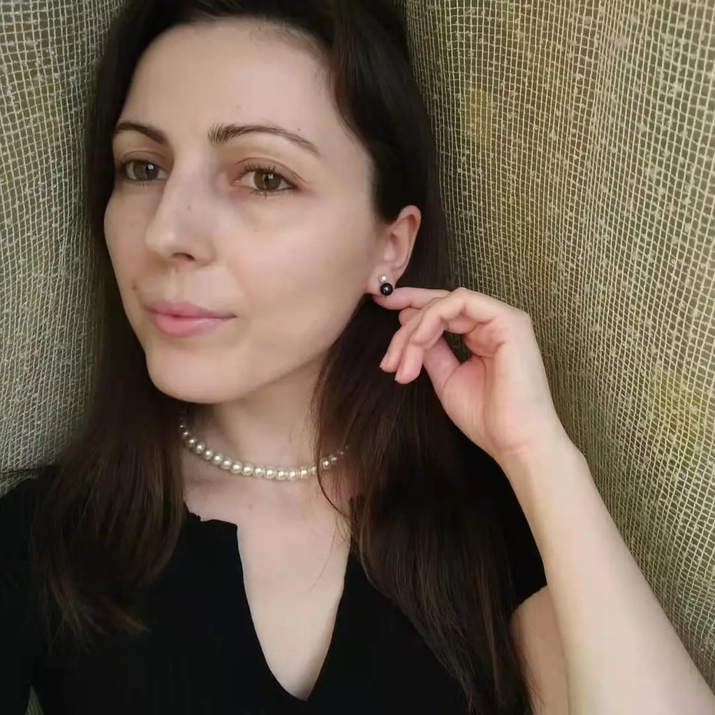 925 Silver Natural Freshwater Pearl Necklace And Earrings Set