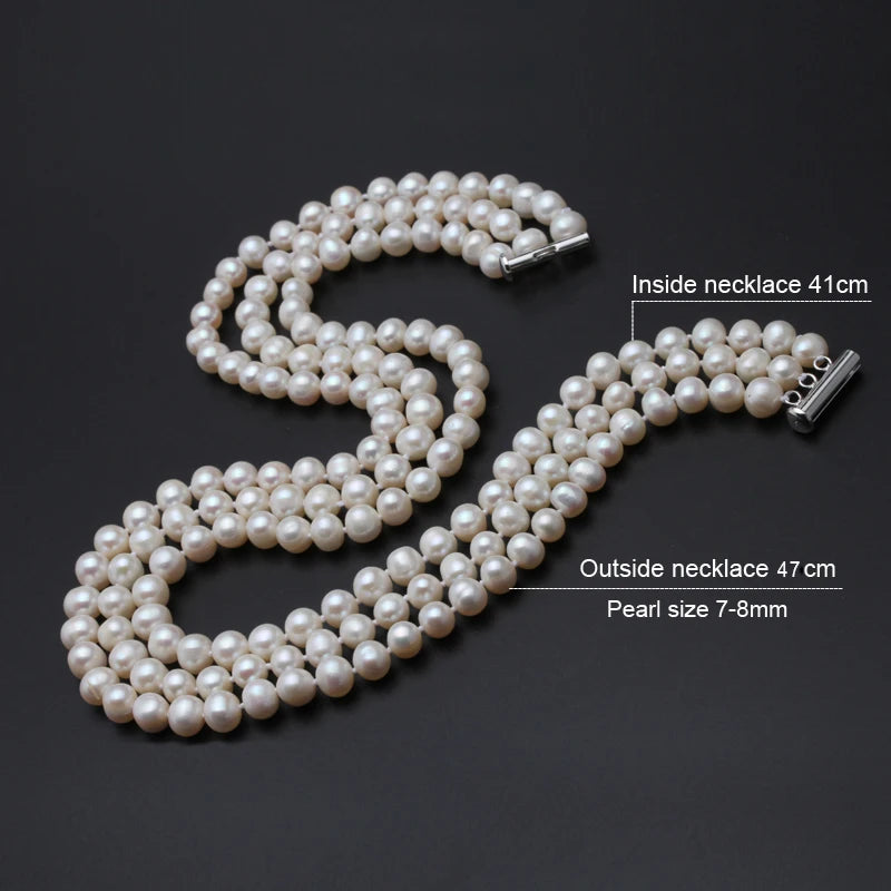 Natural Freshwater Pearl Necklace 925 Silver