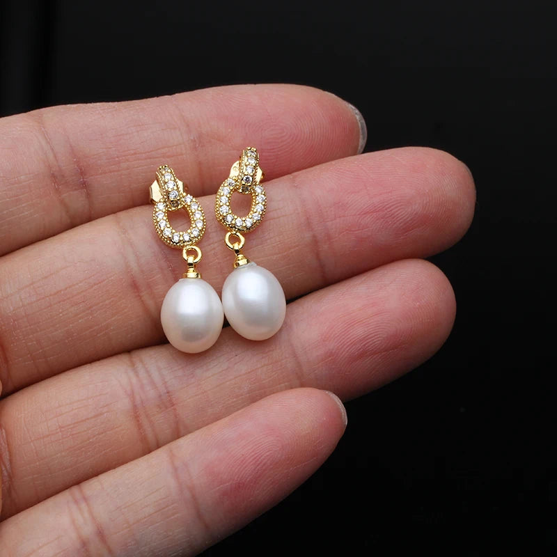 Real Jewelry Pearl Earrings Natural Freshwater Pearl Earrings