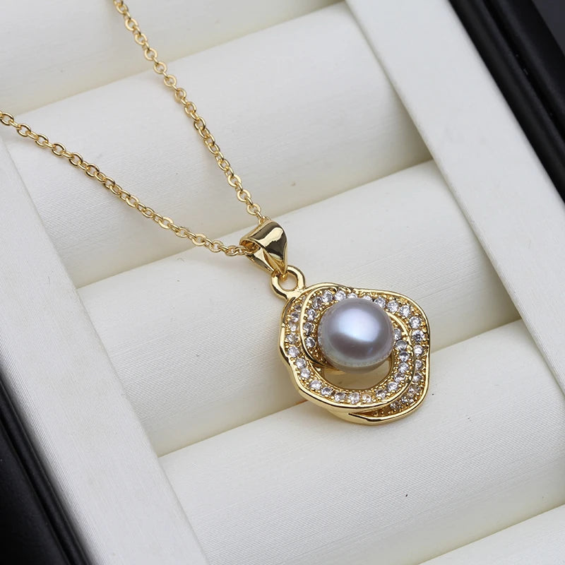 Flat Pearl Pendant On The Neck Woman,Real Natural Freshwater Pearl Jewelry Pendant