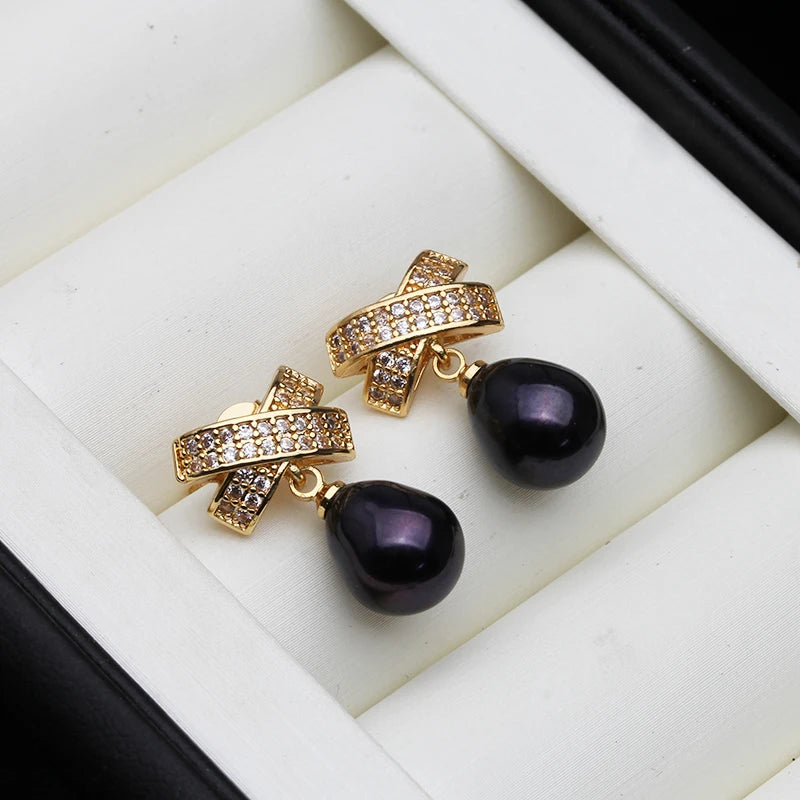 White Natural Pearl Woman Earrings, Fresh water Pearl Earrings Silver 925