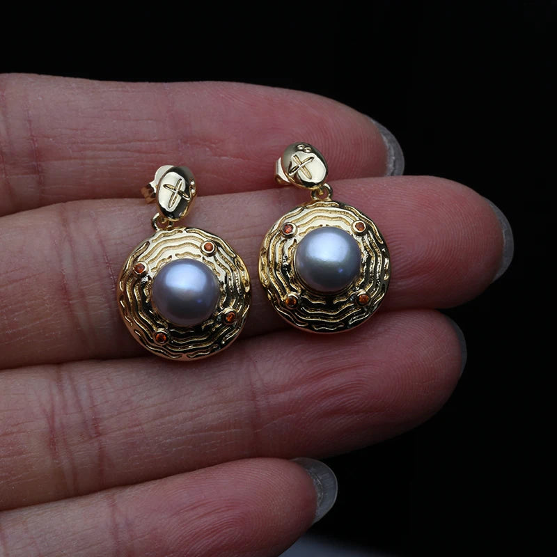 Real Freshwater Big Pearl Earrings For Women Natural Pearl Earrings Fine Jewelry
