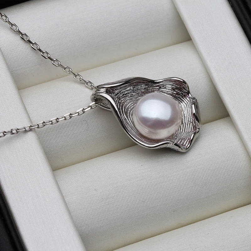 Natural Fresh water Pearl Pendant925 Silver Pearl Necklace 45cm