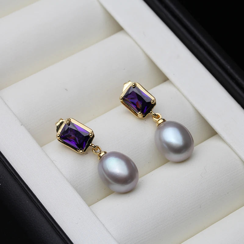 Genuine Freshwater Natural Pearl Earrings Silver 925