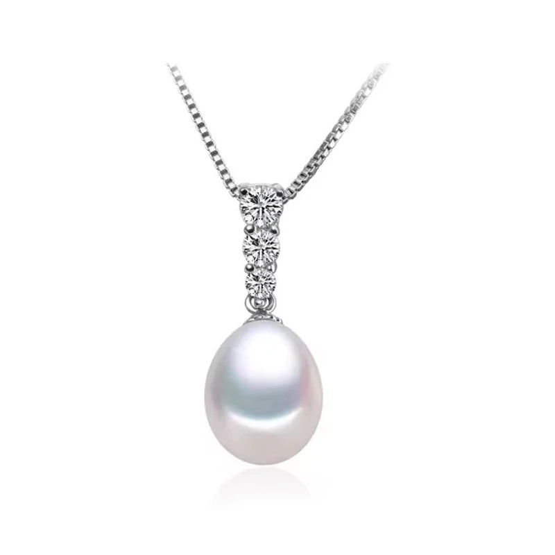 Trend Natural Pearl Pendant For Women,Freshwater 925 Silver Pearl