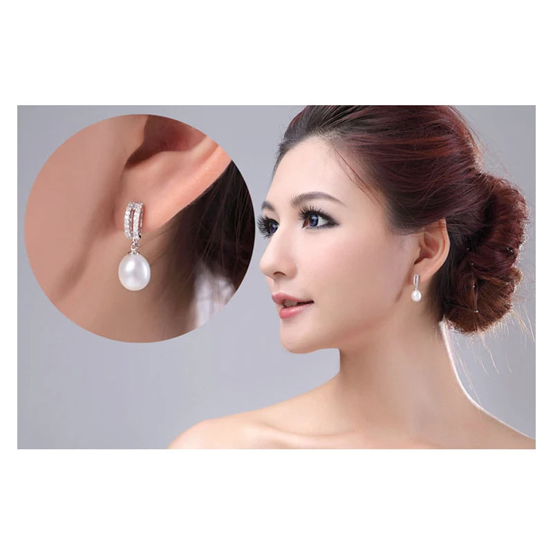 Genuine Natural Pearl Necklace Earring Set 925 Silver Necklace Pearl Set