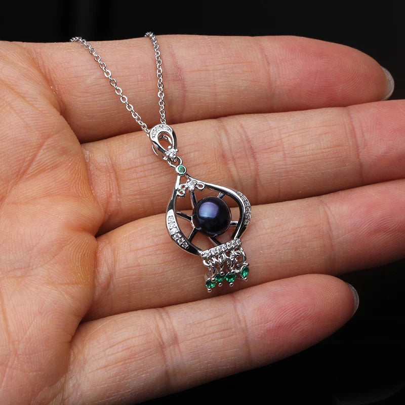 White Natural Fresh water Cultured Pearl Pendant Women,Wedding Silver Pearl Pendant 925