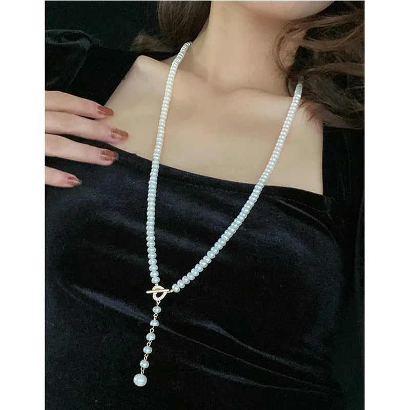 Freshwater Natural Long Pearl Necklace For Women,Wedding Pearl Pendant Necklace  85cm