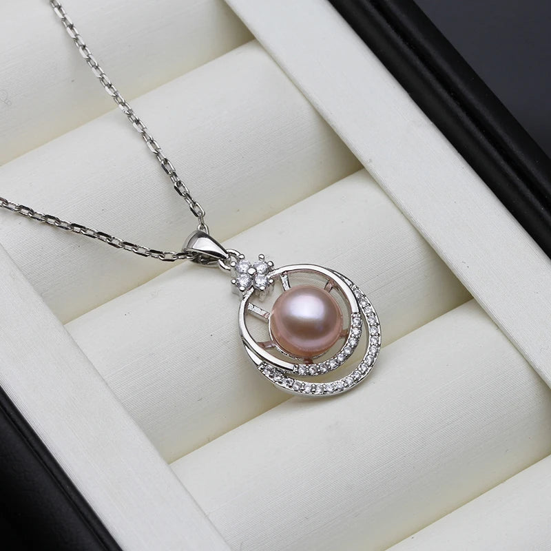 Real 925 Silverpearl Pendant On The Neck Women,Cultured Natural Fresh Water Pearl Pendant