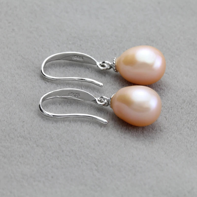 Real Freshwater Gray Pearl Earrings 925 Silver Black Natural Pearl Earring