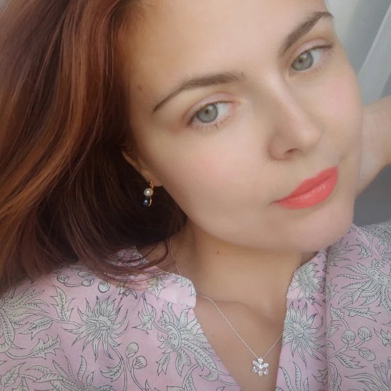 Beautiful White Double Pearl Earrings For Women,Real Natural Freshwater Stud Earrings Pearl