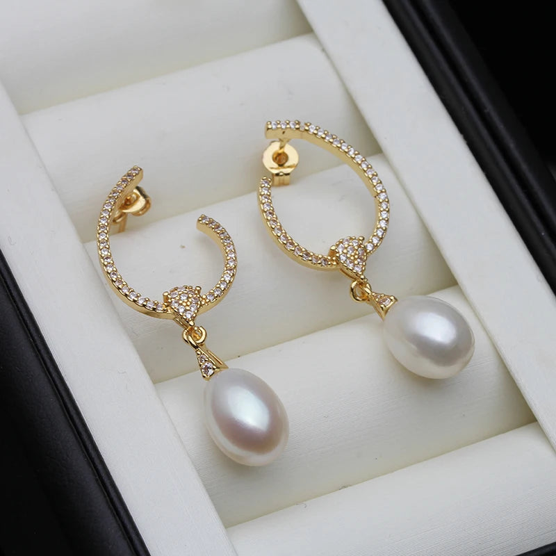 Trendy Long Freshwater Black Pearl Earrings Jewelry Woman,Cultured Natural Pearl Earrings Silver 925