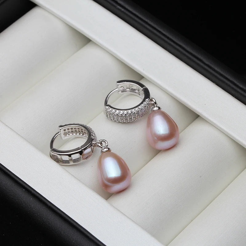 Genuine Silver 925 Pearl Earring Jewlery,White Bridal Natural Fresh water Earrings Woman Pearl