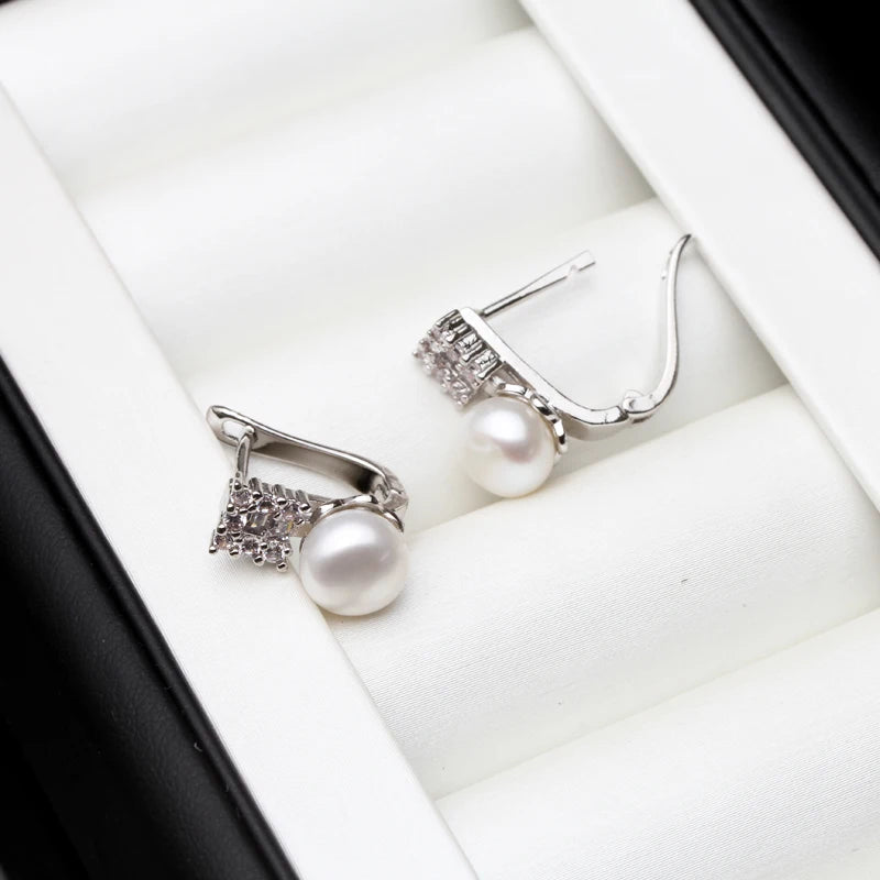 925 Sterling Silve Clip ons Earrings Real Natural Freshwater pearl