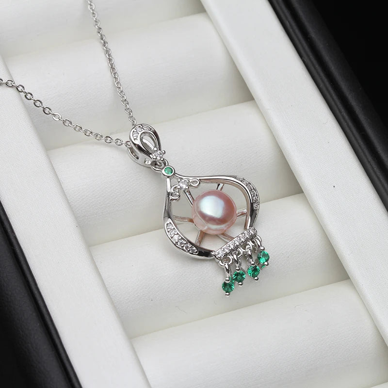 White Natural Fresh water Cultured Pearl Pendant Women,Wedding Silver Pearl Pendant 925
