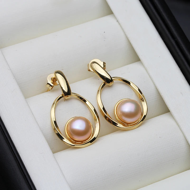 Natural Freshwater Pearl Earrings  Gold Palted Studl Earrings Pearl