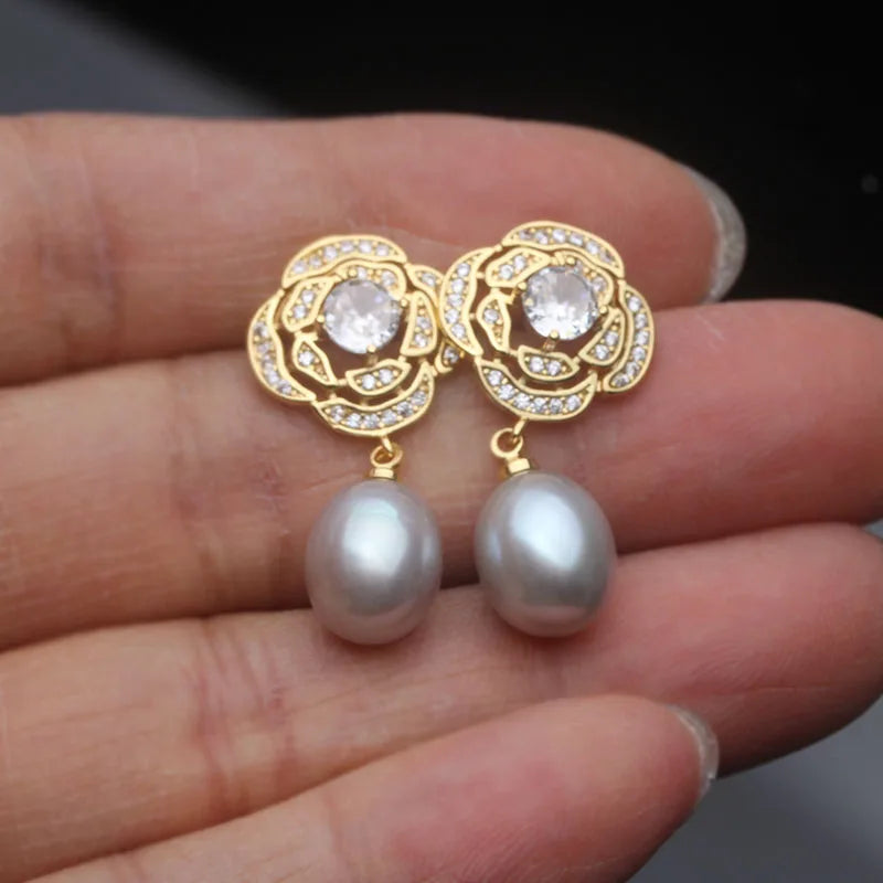 Genuine Freshwater Pearl Drop Earrings,Natural Dangle Pearl Earrings