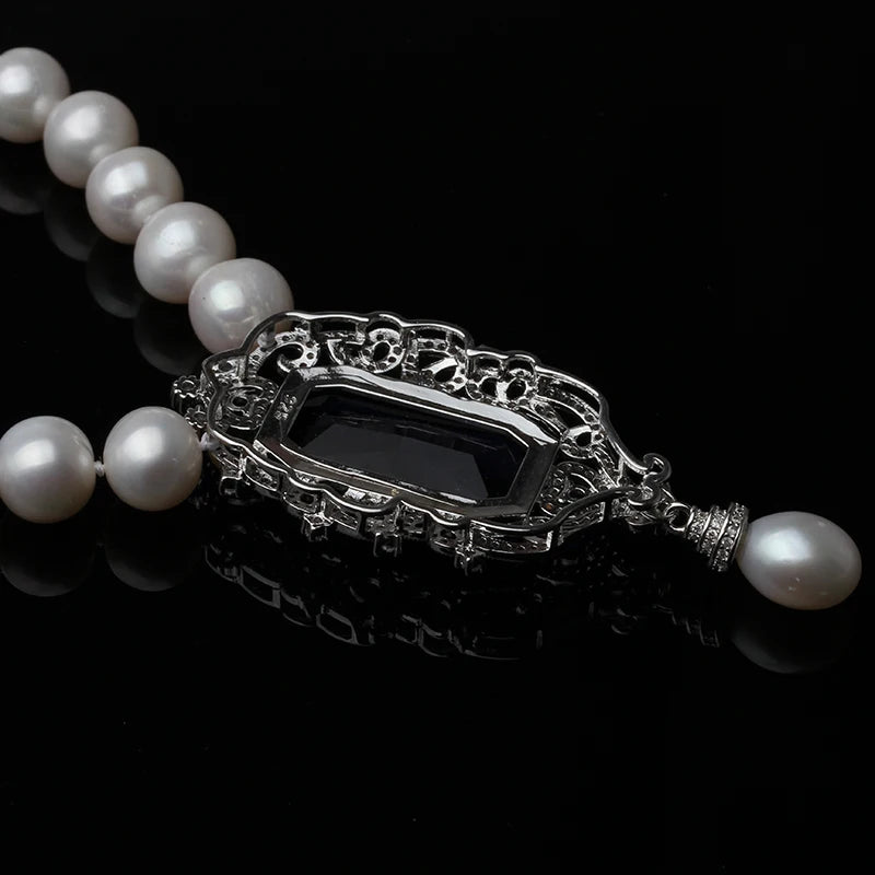 Fine Beads White Pearl Necklace Woman,Vintage Natural Freshwater Pearl Necklace Pendant