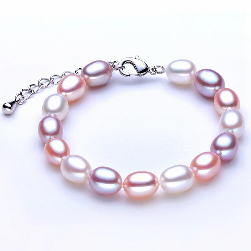 Freshwater Pearl Bracelet for Women,Real Natural Pearl Bracelets 925 Silver