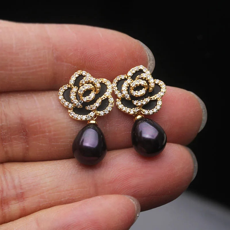 Freshwater Pearl Drop Earrings,Vintage Silver 925 Natural Pearl Earrings