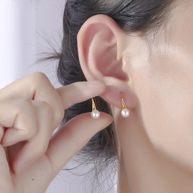 Natural Pearl Earrings, Cute Gold Plated Freshwater Pearl Earrings