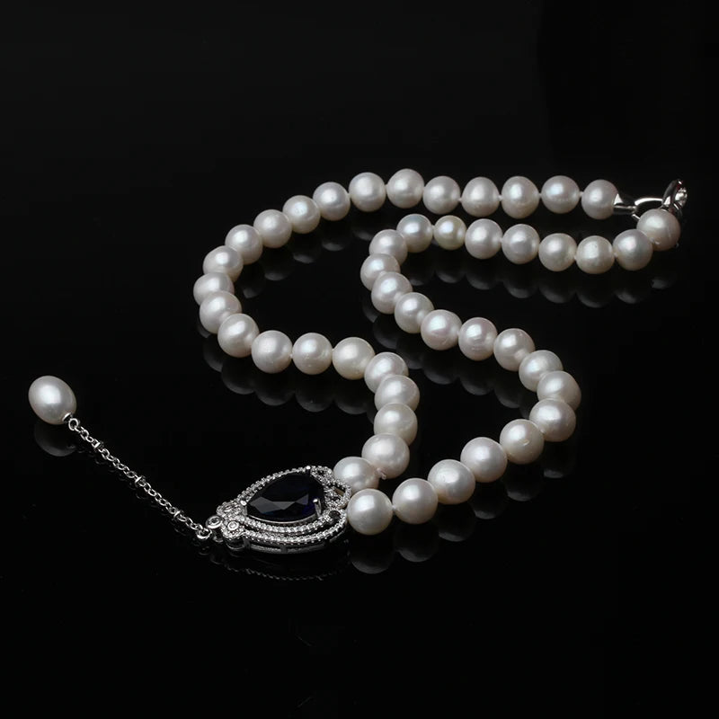 White Real Natural Fresh Water Pearl Heart Necklace For Women,925 Silver Pearl Necklace Choker