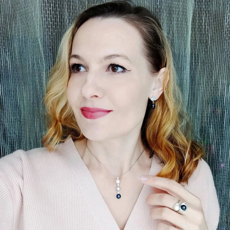 Genuine Natural Freshwater Grey Pearl Pendant Beautiful Silver Pearl Pendant 925