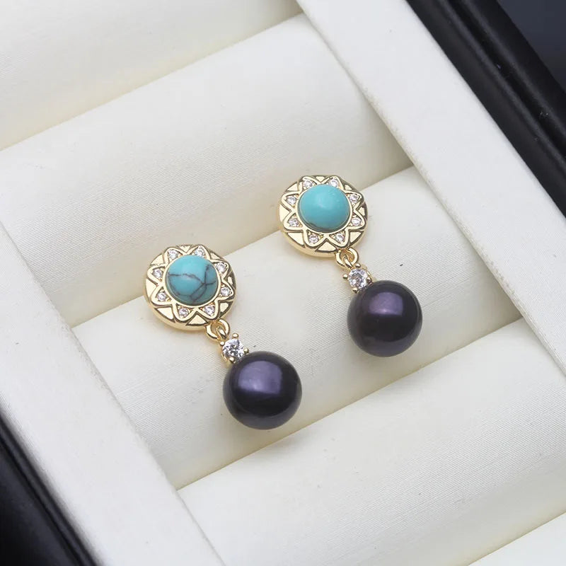 Genuine Silver 925 White Pearl Earrings Jewelry Women,Cultured Natural Freshwater Earrings Pearl Dangle