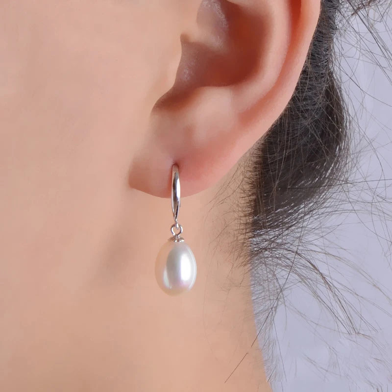 Real Freshwater Gray Pearl Earrings 925 Silver Black Natural Pearl Earring