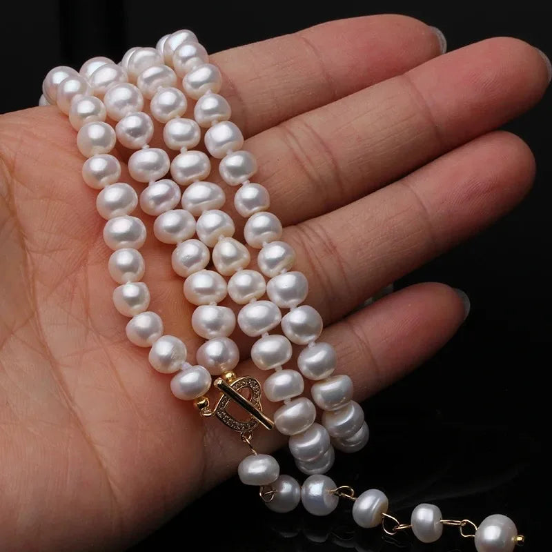 Freshwater Natural Long Pearl Necklace For Women,Wedding Pearl Pendant Necklace  85cm