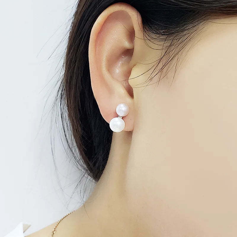 Real Natural Pearl Necklace And Earring Set Luxury 925 Silver Pearl Jewelry