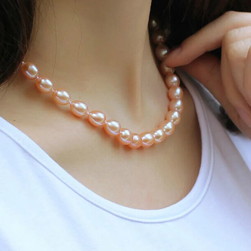 Freshwater Multicolor Pearl Necklace for Girls,Wedding Natural  Pearl Choker Necklaces
