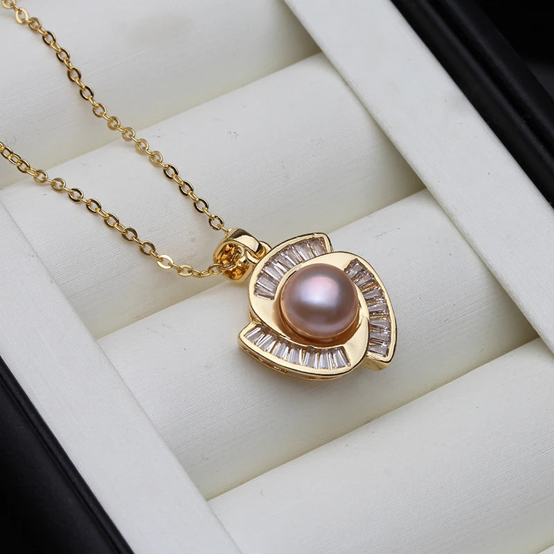 Real Natural Fresh Water Small Pearl Pendant Women,Trendy Gold Plated Pearl Pendant Pendant