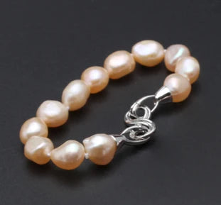 Charm Bracelet Fine Natural Freshwater Big Pearl 925 Sterling Silver Pearl Bracelet