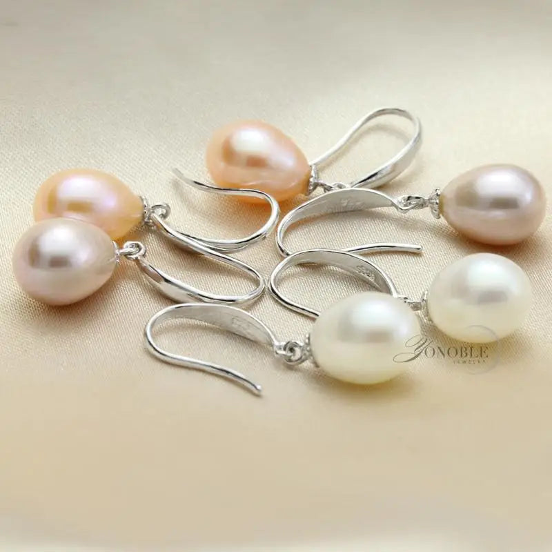 Natural Freshwater Set With Pearl Earrings And Necklace 925 Silver Jewelry Set