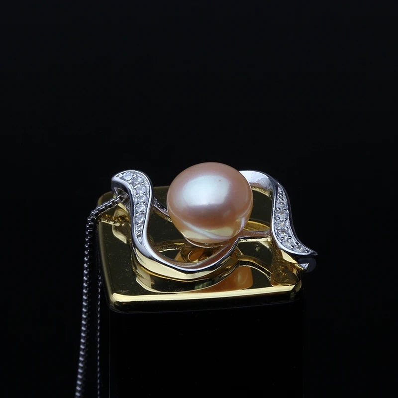 Real Natural Black Pearl Pendant Classic Fresh water 925 Pearl Pendant Silver