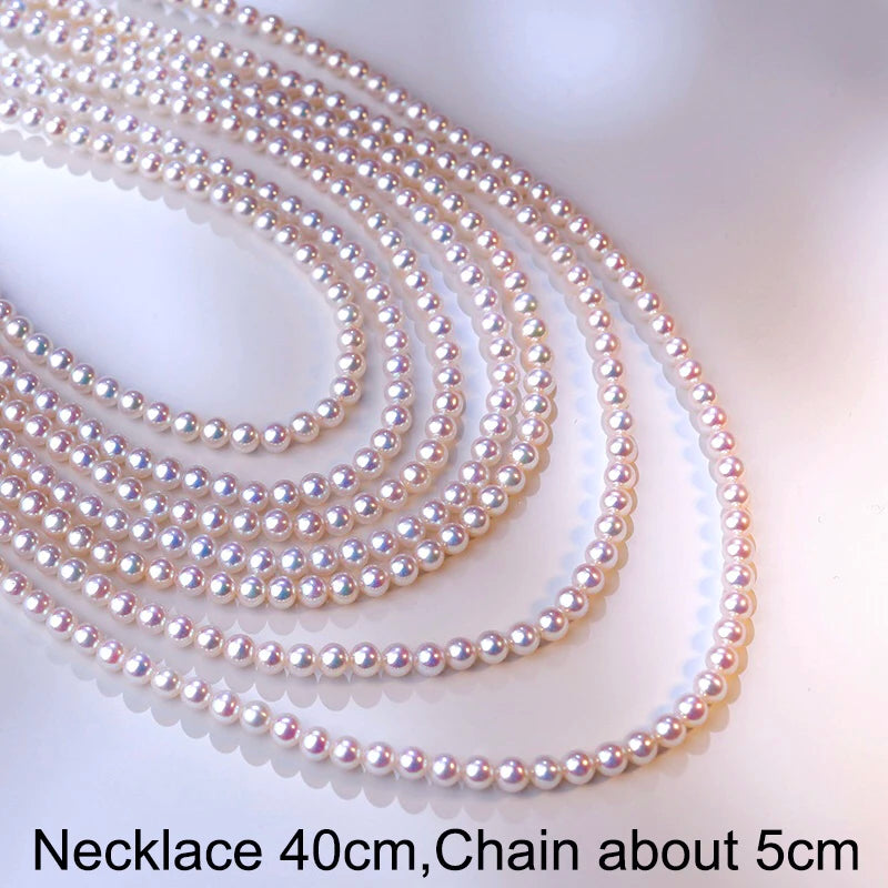 3-4mm Natural Freshwater Round Small Pearl Necklace for Women 925 Silver Lock Top Quality