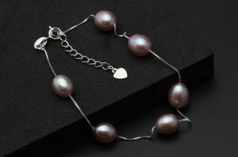 Real Freshwater Pearl Bracelet Natural Pearl Jewelry Bracelet 925 Silver