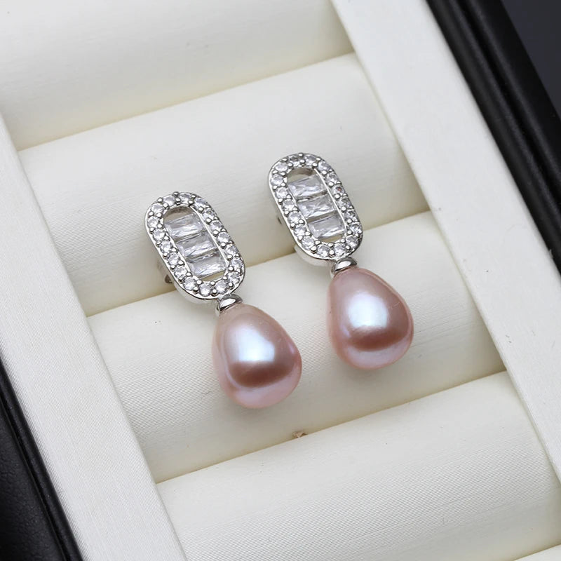 925 Sterling Silver Stud Earrings Pearl For Women,Beautiful Freshwater Natural Pearl Earring