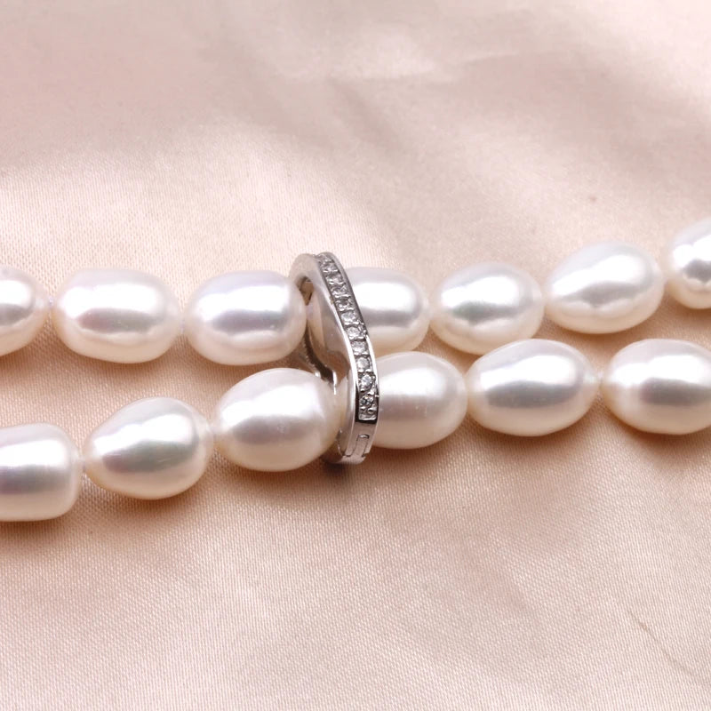 Beautiful Freshwater Long Pearl Necklace for Women,Water Drop Natural Pearl Necklace 925 Silver