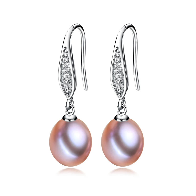 Real Natural Freshwater Black Pearl Earring 925 Silver Pearl Drop Earrings Fine Jewelry