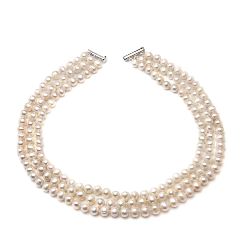 Natural Freshwater Pearl Necklace 925 Silver