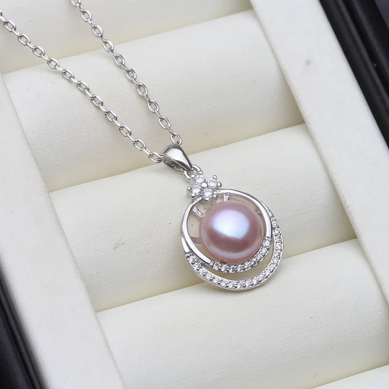 Real Natural Pearl Necklace Pendant Jewelry,Freshwater 925 Pearl Pendant Silver